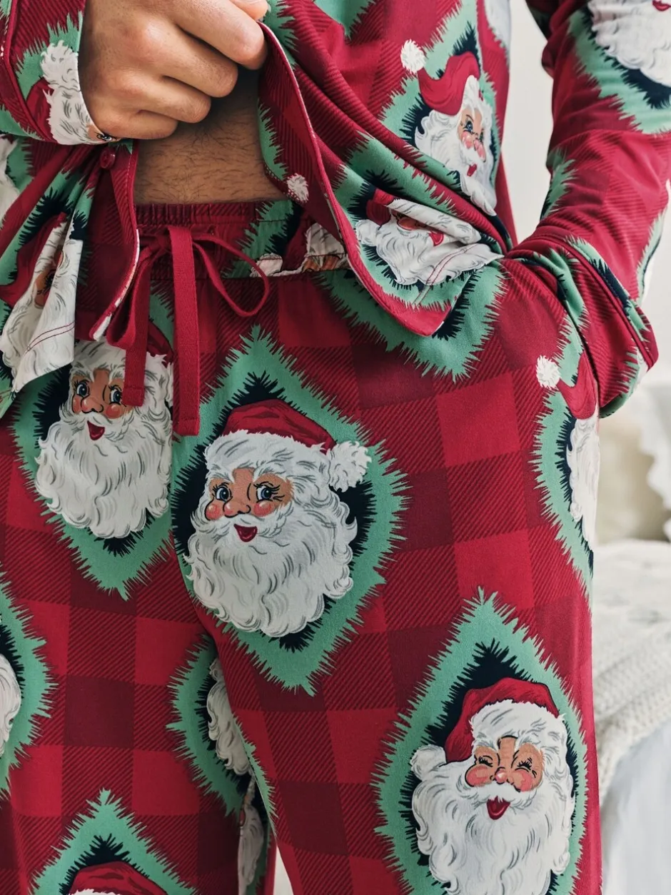 Pyjama's|Chelsea Peers Christmas Jolly Santa Print Long Pyjamas Set
