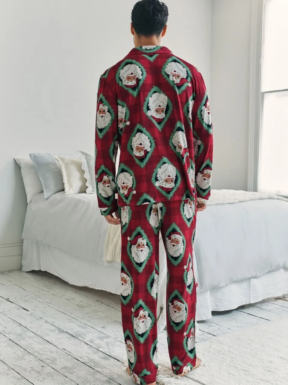 Pyjama's|Chelsea Peers Christmas Jolly Santa Print Long Pyjamas Set