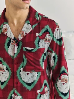 Pyjama's|Chelsea Peers Christmas Jolly Santa Print Long Pyjamas Set