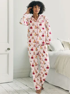 Pyjama's|Alle Nacht- En Loungekleding*Chelsea Peers Cotton Chip the Christmas Cockapoo Dog Print Long Pyjamas Set