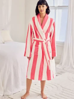 Badjassen*Chelsea Peers Cotton Towelling Stripe Dressing Gown