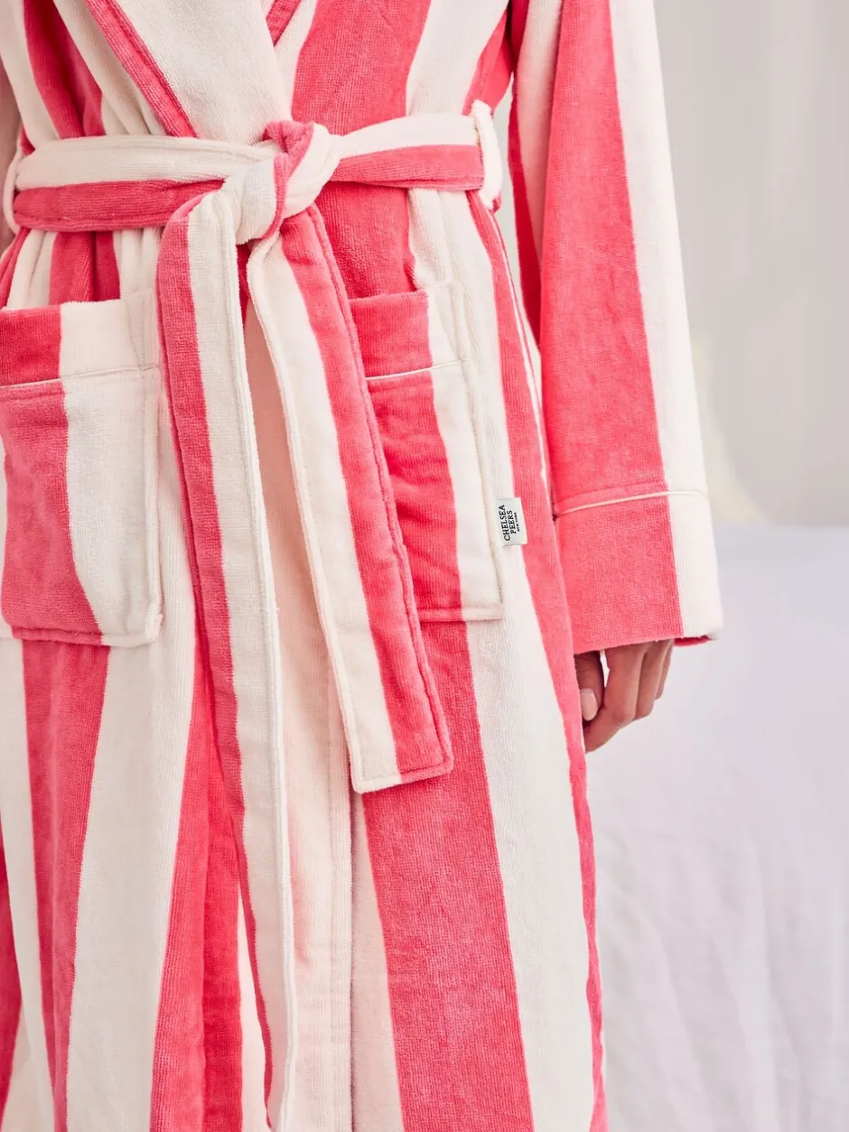 Badjassen*Chelsea Peers Cotton Towelling Stripe Dressing Gown
