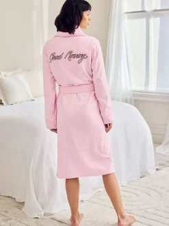 Badjassen|Chelsea Peers Cotton Towelling Embroidered Good Morning Dressing Gown
