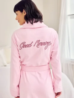 Badjassen|Chelsea Peers Cotton Towelling Embroidered Good Morning Dressing Gown