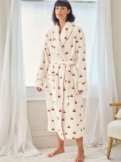 Badjassen|Chelsea Peers Fleece Cherry Print Long Dressing Gown