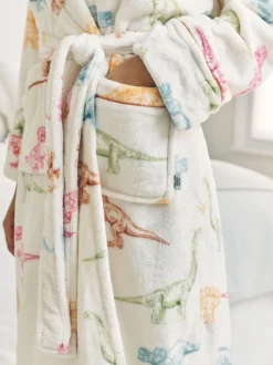 Badjassen|Chelsea Peers Fleece Dinosaur Print Dressing Gown