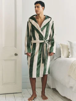 Kamerjassen En Badjassen*Chelsea Peers Fleece Stripe Hooded Dressing Gown