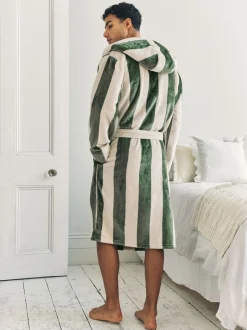 Kamerjassen En Badjassen*Chelsea Peers Fleece Stripe Hooded Dressing Gown