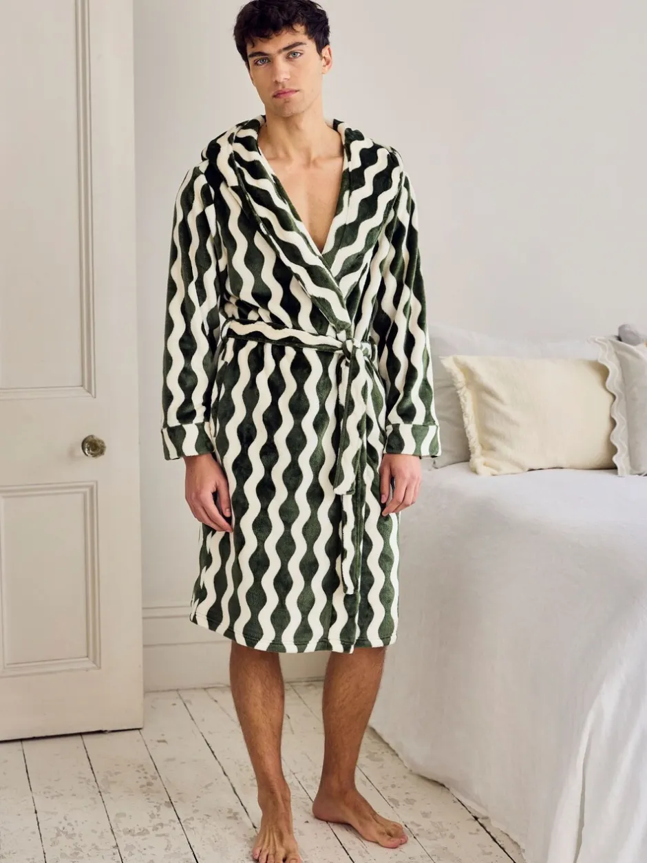 Kamerjassen En Badjassen*Chelsea Peers Fleece Wavy Stripe Hooded Dressing Gown