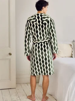 Kamerjassen En Badjassen*Chelsea Peers Fleece Wavy Stripe Hooded Dressing Gown