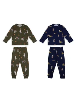 Pyjama's*Chelsea Peers Kids Two Pack Country Hound Rugby Dogs Print Long Pyjamas Set