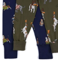 Pyjama's*Chelsea Peers Kids Two Pack Country Hound Rugby Dogs Print Long Pyjamas Set