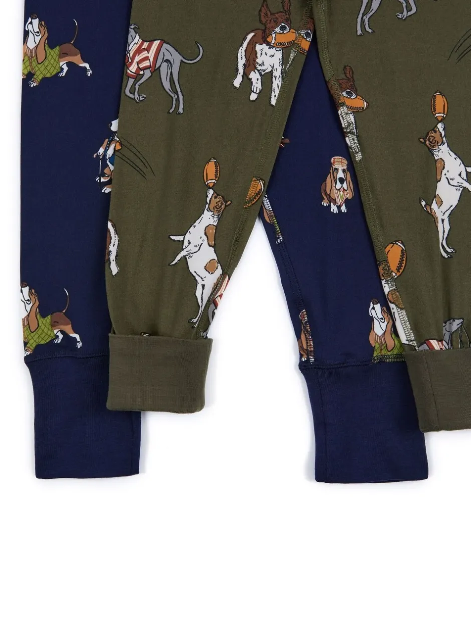Pyjama's*Chelsea Peers Kids Two Pack Country Hound Rugby Dogs Print Long Pyjamas Set
