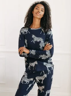 Pyjama's*Chelsea Peers Navy Zebra Classic Pyjamas Set