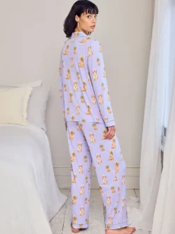Pyjama's|Loungewear|Chelsea Peers Spa Dogs Print Long Pyjamas Set