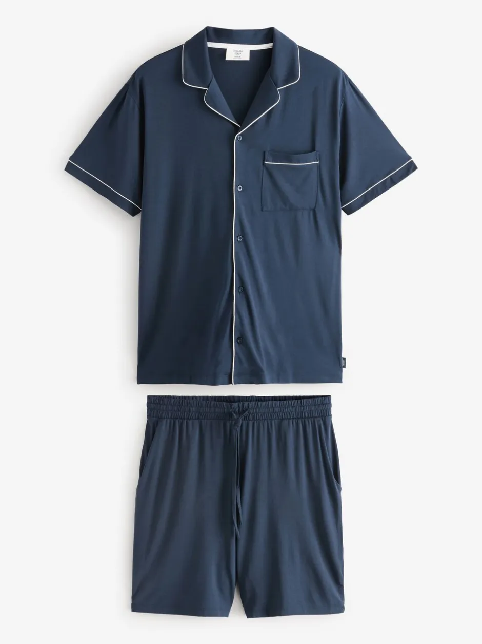 Pyjama's*Chelsea Peers TENCEL™ modal pyjamaset met korte mouwen en knopen
