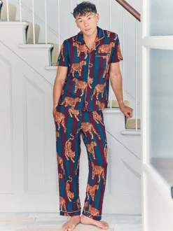 Pyjama's*Chelsea Peers Tiger Stripe Print Long Pyjamas Set