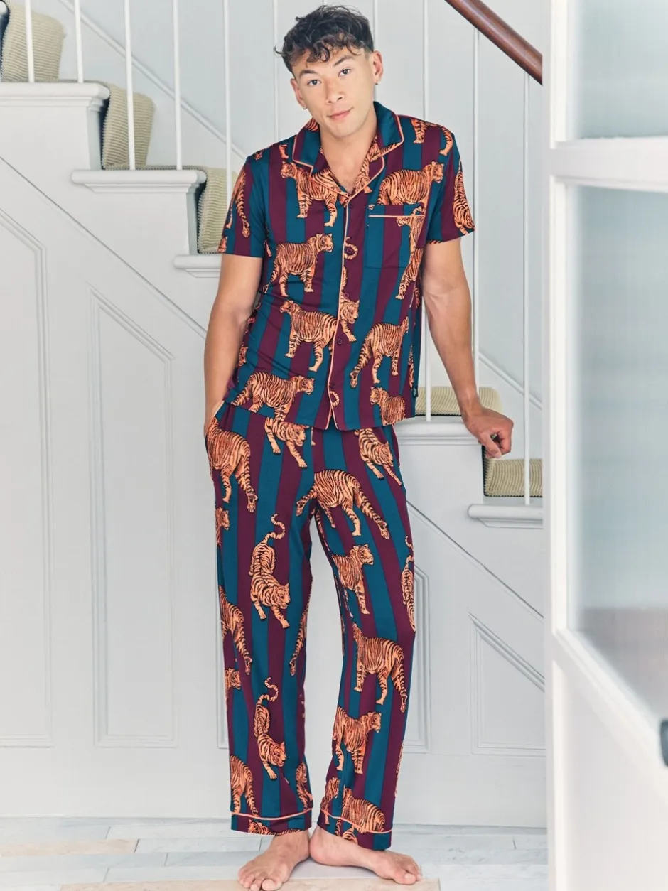Pyjama's*Chelsea Peers Tiger Stripe Print Long Pyjamas Set