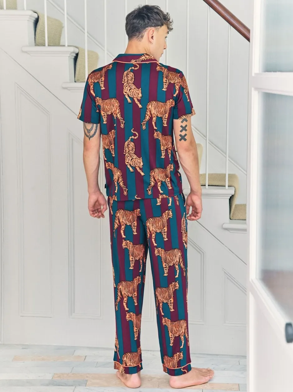 Pyjama's*Chelsea Peers Tiger Stripe Print Long Pyjamas Set