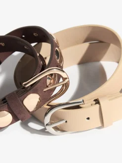 Ceintuurs*Friends Like These - Studded Belts 2 Pack Choc and Cream