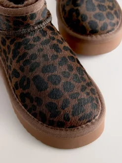 Boots*Next Chocolade Bruin luipaard Print - Lage schoenen mini warmgevoerde waterafstotende suède Boots