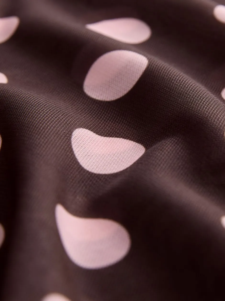 Tops En T-Shirts*Next Chocolade Bruin/Roze met stippen - Top met lange mouwen, gerimpelde zijkanten en mesh
