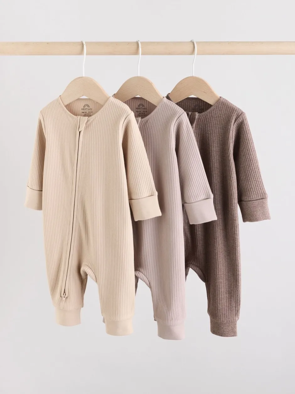 Multipacks|Babypakjes En Babypyjama's|Next Chocoladebruin - 3 Pack Baby slaappakken (0mnd-3jr)