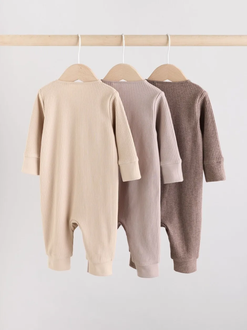 Multipacks|Babypakjes En Babypyjama's|Next Chocoladebruin - 3 Pack Baby slaappakken (0mnd-3jr)
