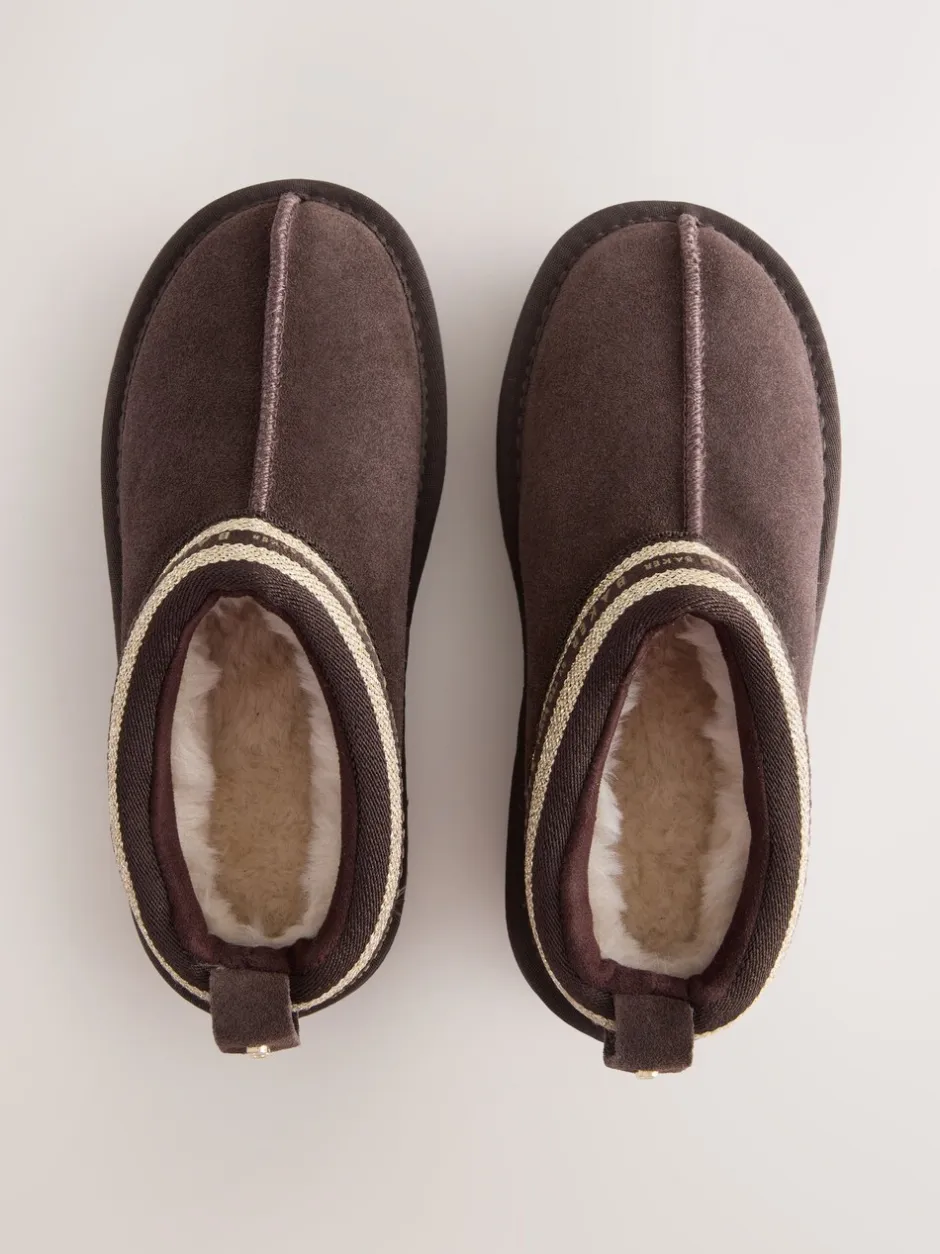 Pantoffels*Baker by Ted Baker - waterafstotende suède muilklomp-pantoffels voor meisjes Chocoladebruin