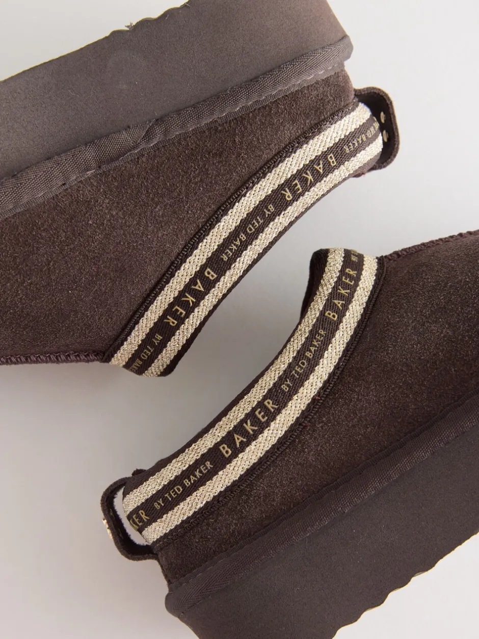Pantoffels*Baker by Ted Baker - waterafstotende suède muilklomp-pantoffels voor meisjes Chocoladebruin