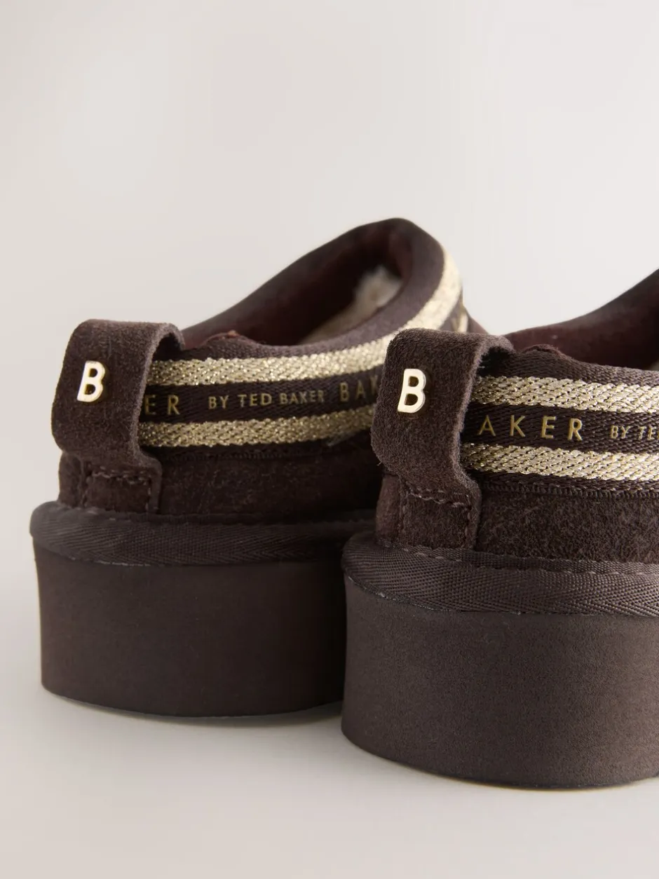 Pantoffels*Baker by Ted Baker - waterafstotende suède muilklomp-pantoffels voor meisjes Chocoladebruin