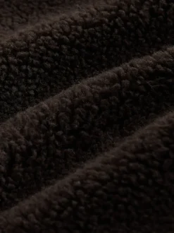 Hoody's En Sweatshirts*Next - Borg Zip Through Fleece With Rib Collar Chocoladebruin