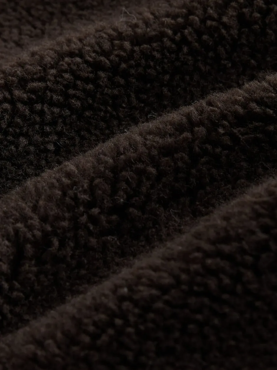 Hoody's En Sweatshirts*Next - Borg Zip Through Fleece With Rib Collar Chocoladebruin