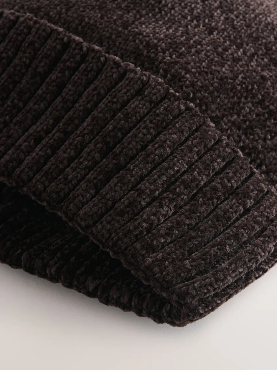 Mutsen, Sjaals En Handschoenen*Next - Chenille Beanie Hat Chocoladebruin
