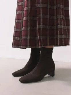 Boots*Next - Chisel Toe Block Heel Sock Boots Chocoladebruin