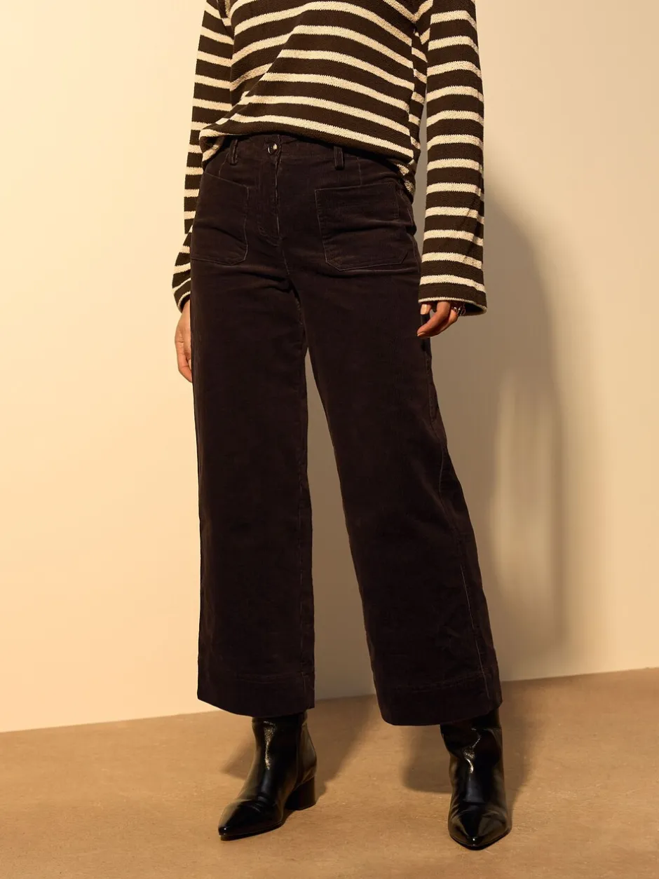Broeken*Next - Cord Wide Leg Cropped Trousers Chocoladebruin