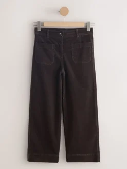 Broeken*Next - Cord Wide Leg Cropped Trousers Chocoladebruin