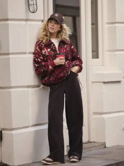 Broeken*Next - Corduroy broek met wijde pijpen Chocoladebruin