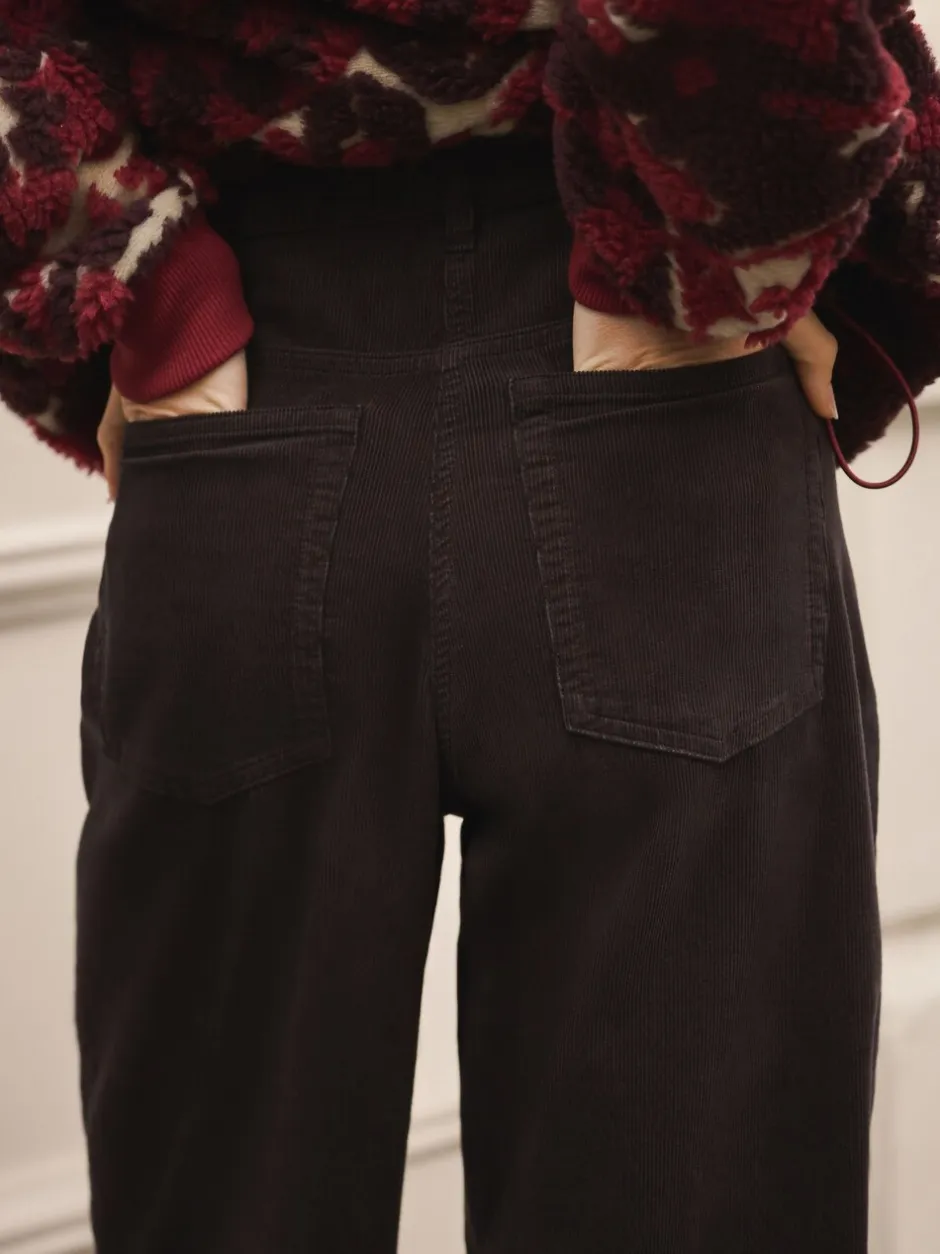 Broeken*Next - Corduroy broek met wijde pijpen Chocoladebruin