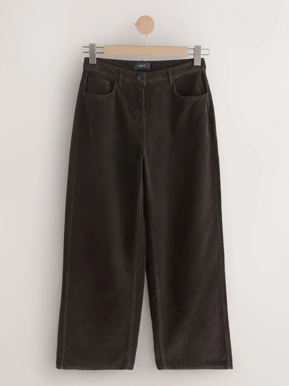 Broeken*Next - Corduroy broek met wijde pijpen Chocoladebruin
