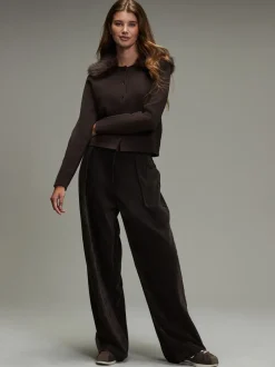 Broeken*Next - Corduroy broek met wijde pijpen Chocoladebruin