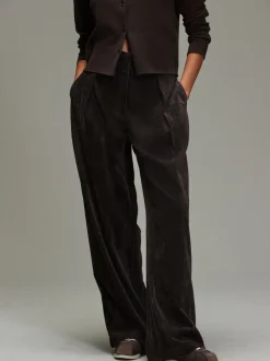 Broeken*Next - Corduroy broek met wijde pijpen Chocoladebruin