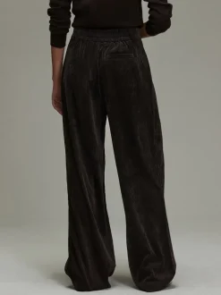 Broeken*Next - Corduroy broek met wijde pijpen Chocoladebruin