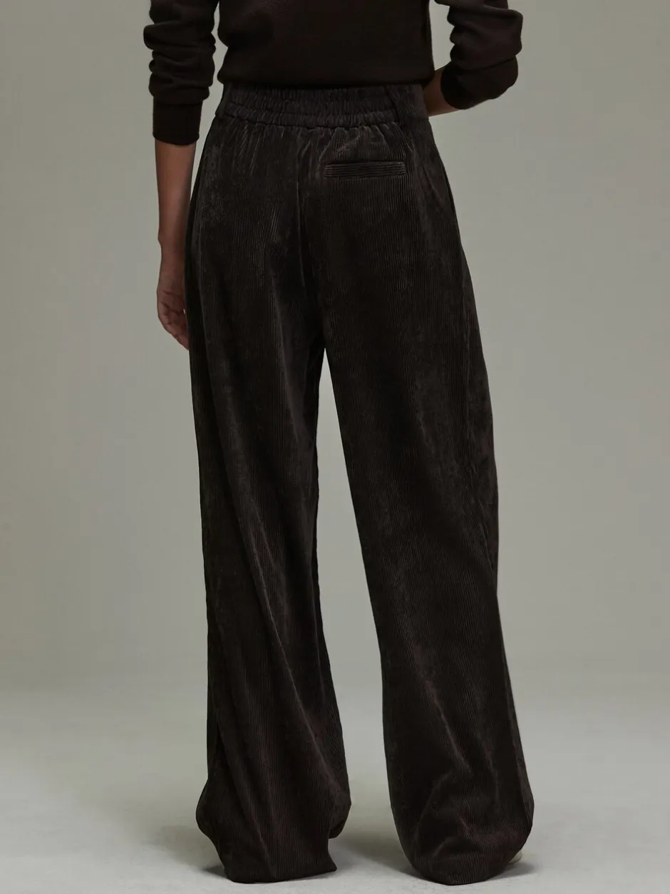 Broeken*Next - Corduroy broek met wijde pijpen Chocoladebruin