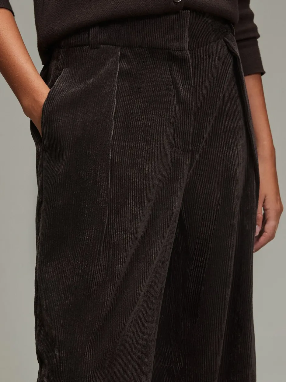 Broeken*Next - Corduroy broek met wijde pijpen Chocoladebruin