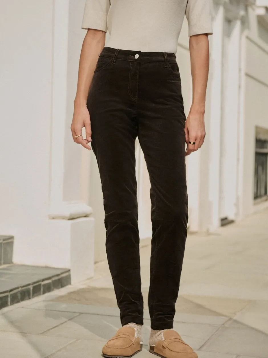 Broeken|Next - Corduroy skinny broek Chocoladebruin