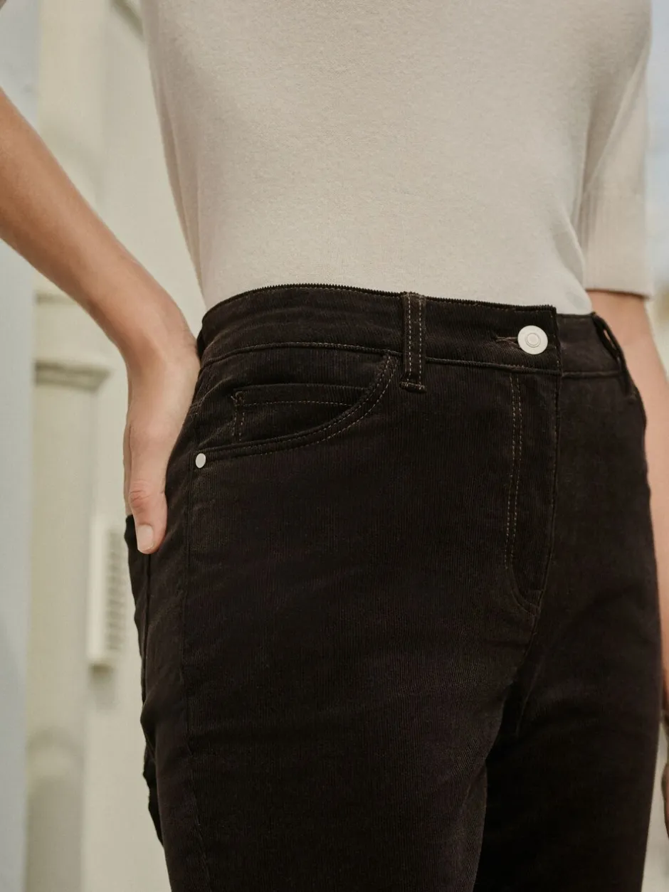 Broeken|Next - Corduroy skinny broek Chocoladebruin