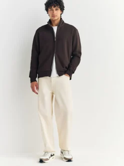 Sweaters En Hoody´S|Sweaters En Hoody´S*Next - Cotton Rich Jersey Full Zip Funnel Neck Sweatshirt Chocoladebruin