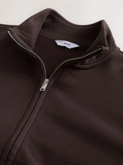 Sweaters En Hoody´S|Sweaters En Hoody´S*Next - Cotton Rich Jersey Full Zip Funnel Neck Sweatshirt Chocoladebruin