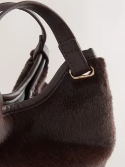 Tassen En Portemonnees|Next - Crossbodytas van imitatiebont Chocoladebruin